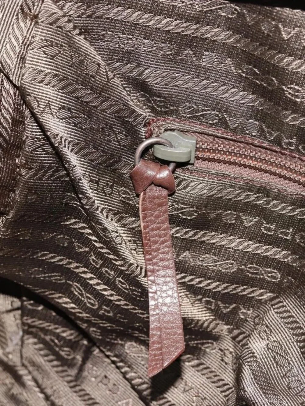 PRADA Hand Bag Leather Brown Gold Auth